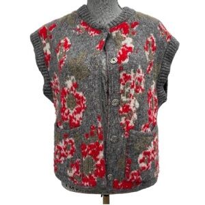 Zara Red and Gray Knit Warm Cozy Sweater Vest size Medium